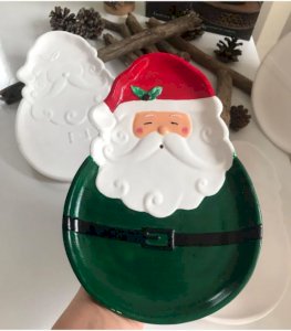 Mutlu Mumlar Noel Baba El Yapımı Seramik Tabak