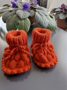 Örgü hırka patik takım-kiremit 