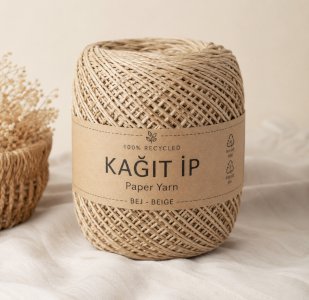 Bej Kağıt İp 250 Gram – Çanta, Sepet ve Dekoratif Örgü İpi