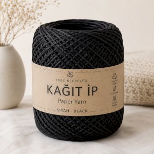 Siyah Kağıt İp 500 Gram – Dayanıklı El Örgü İpi